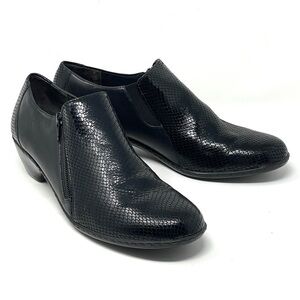 Walking Cradles Black Reptile Embossed Nubuck Leather Slip-On Loafers Shoes 9.5M